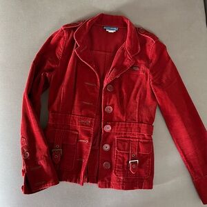 dELiA*s Vibrant rust Red Corduroy Jacket xs so many details fitted